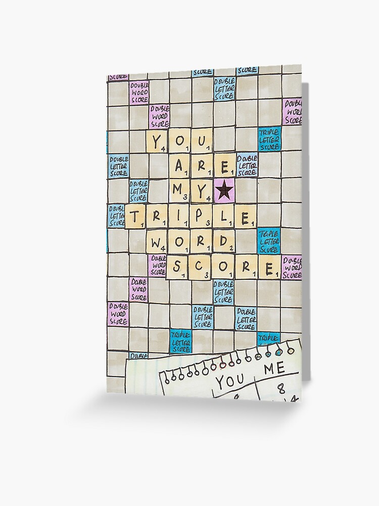 Carte De Vœux Tu Es Mon Triple Mot Score Scrabble Carrelage Planche Pour Celui Que J Aime Par Colourmecontent Redbubble