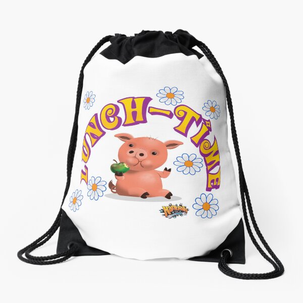 Lunch Time with piggy Drawstring Bag