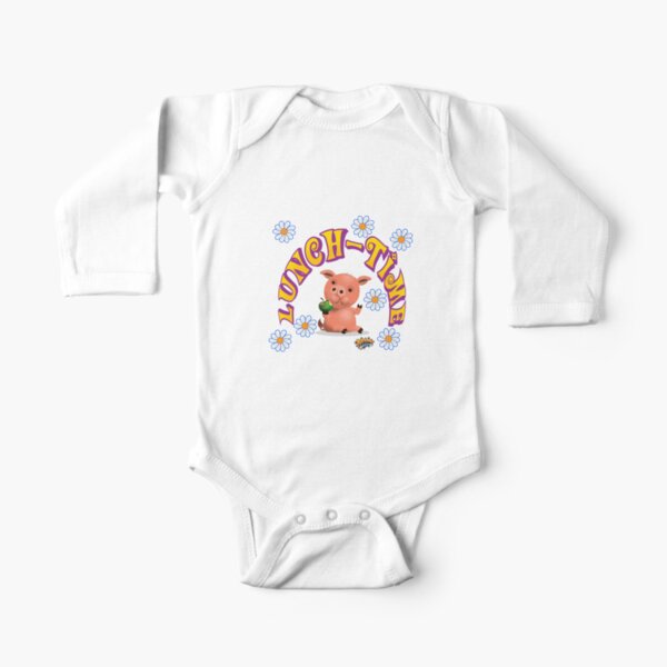 Lunch Time with piggy Long Sleeve Baby One-Piece