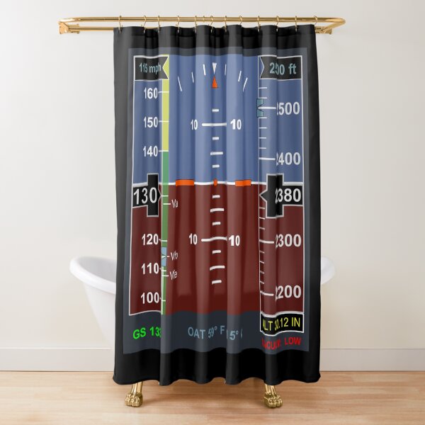 FLY. PILOT. AIRCRAFT. Electronic Flight Display. Shower Curtain