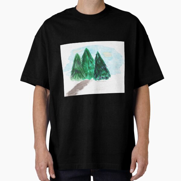 Simple Watercolor Pine Trees Oversized T-Shirt
