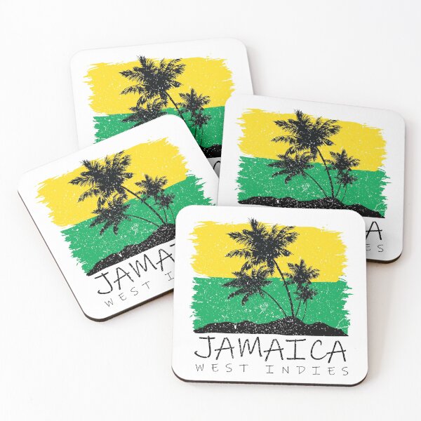 Item preview, Jamaica National Colours in Background of Palm silhouette designed and sold by IdentiTee Studios.