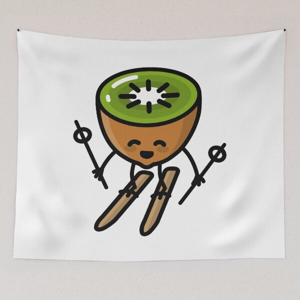 Item preview, Skiwi Kiwi Kawaii food skiing kiwi funny cute cartoon designed and sold by LaundryFactory.