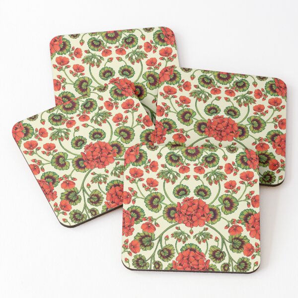 Item preview, Red Geraniums Vintage-Inspired Floral Pattern designed and sold by somecallmebeth.