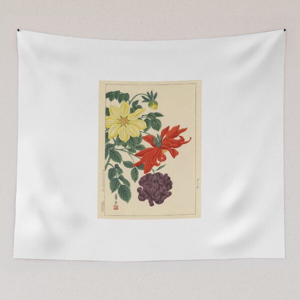 Item preview, Nishimura Hodo Dahlias Oriental Japanese Flowers  designed and sold by RBEnt.