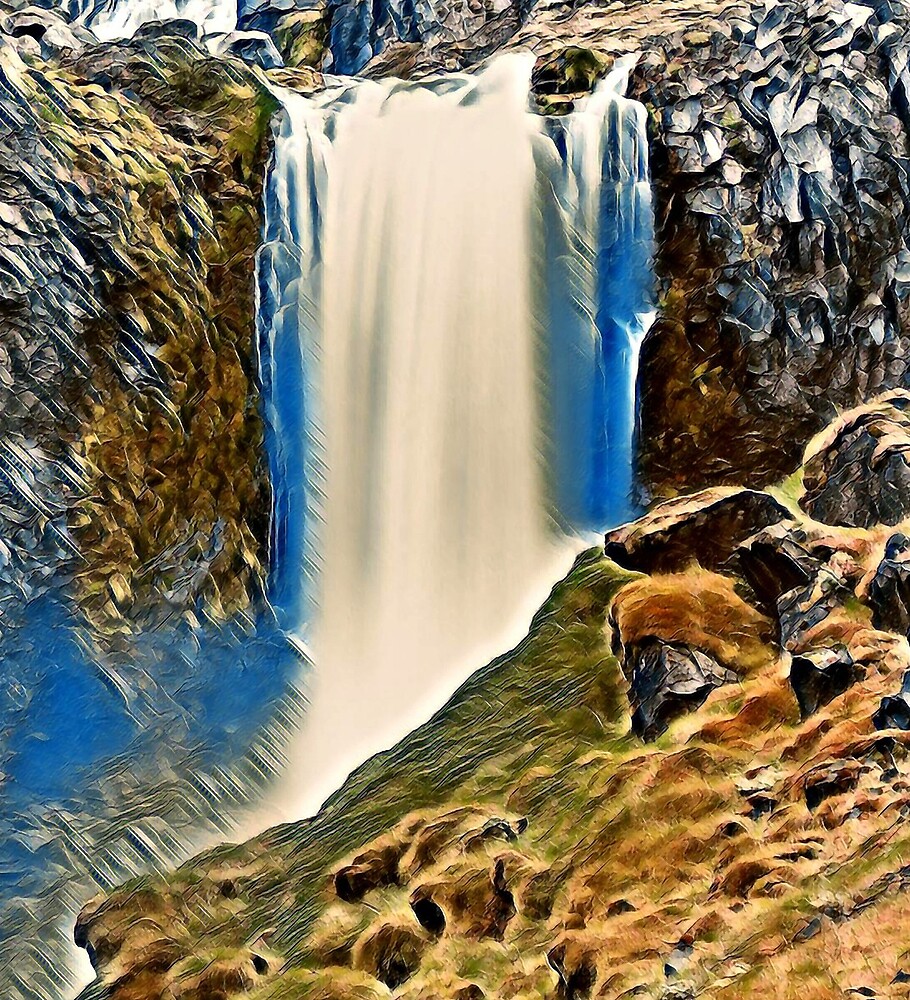 "Beautifull land with waterfall" by Phillicius Redbubble