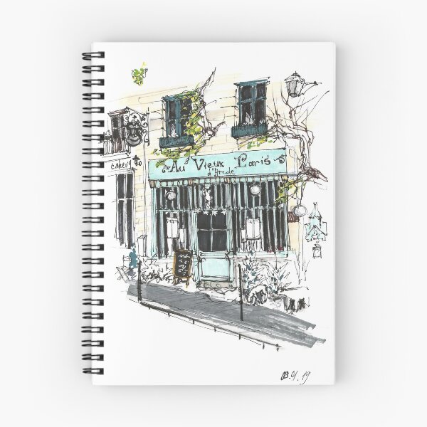 Item preview, Classic french cafe entrance on the street in Paris, painted by markers designed and sold by Alexander Sorokopud.