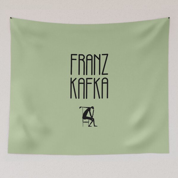 Item preview, Franz Kafka, Drawing by Kafka, black on moss green designed and sold by kierkegaard.