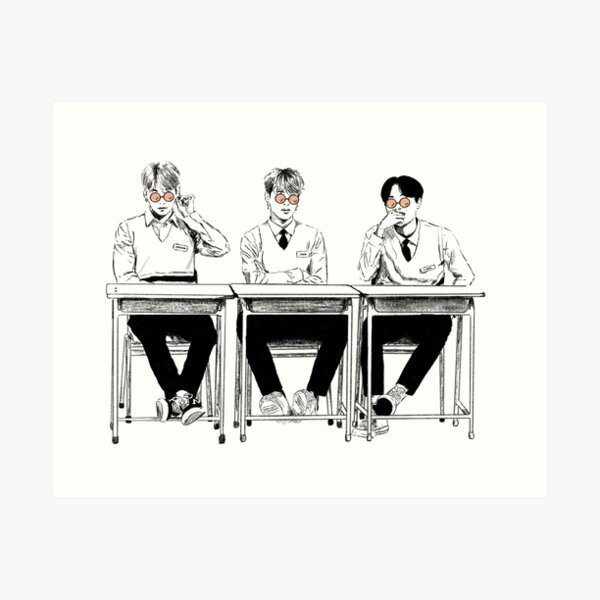 BTS Cool Kids Dance Line Sketch Art Print