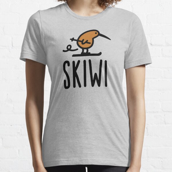 Skiwi funny kiwi New Zealand bird ski cartoon Essential T-Shirt