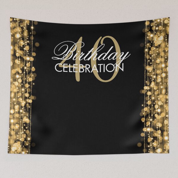 Item preview, Elegant 40th Birthday Party Sparkles Banner Gold designed and sold by Rewards4life.