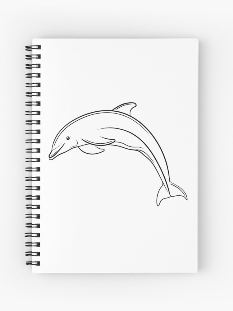 Dolphin Line Drawing Spiral Notebook By Adamregester Redbubble