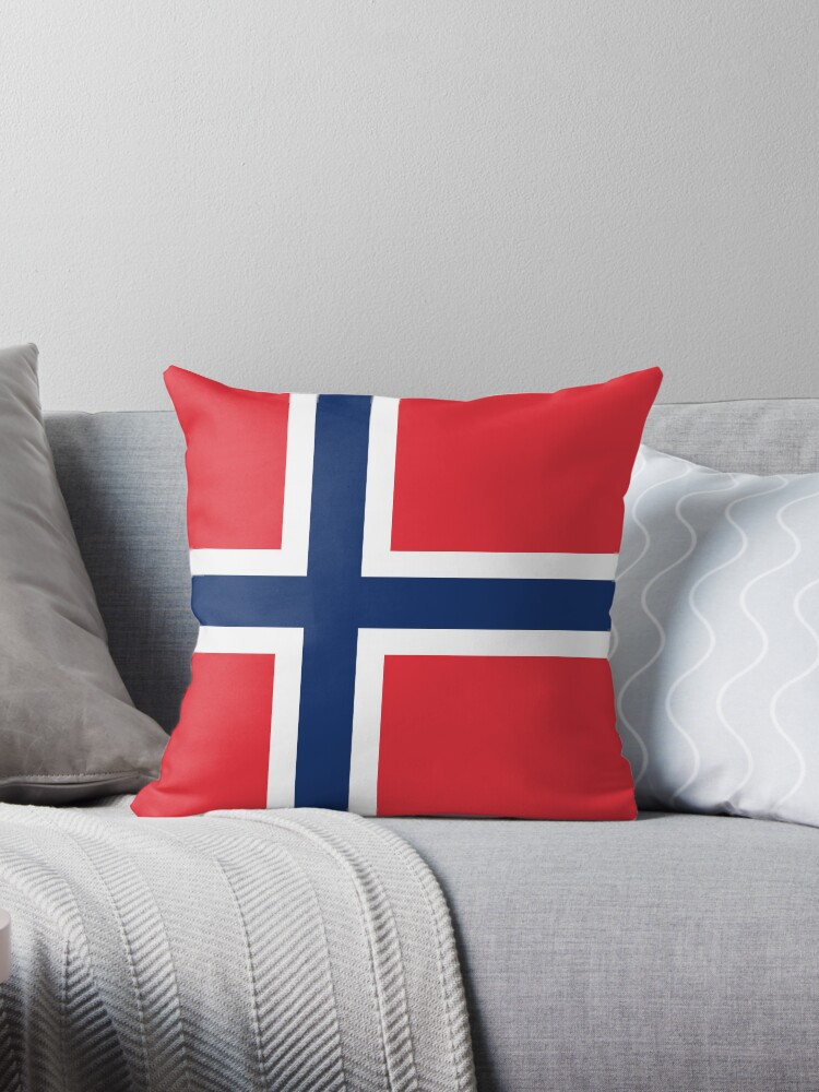 Aperçu 1 sur 3. Coussin avec l'œuvre Drapeau de Norvège créée et vendue par Shorlick.
