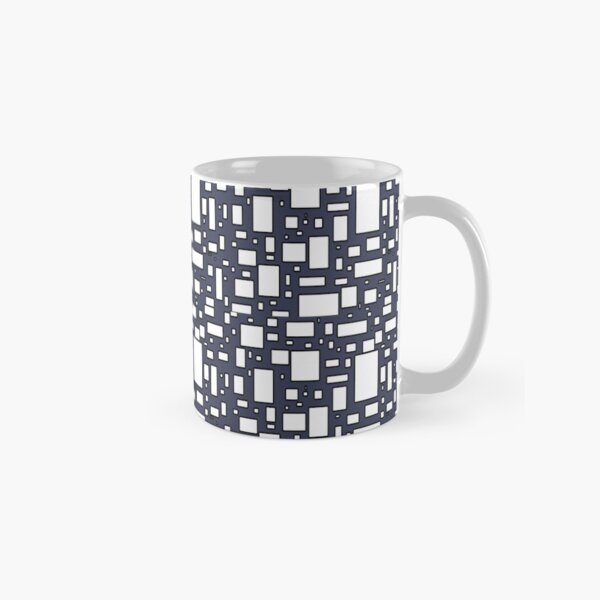Blue gray white geometric pattern Classic Mug