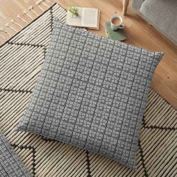 Basketweave black and white pattern Floor Pillow