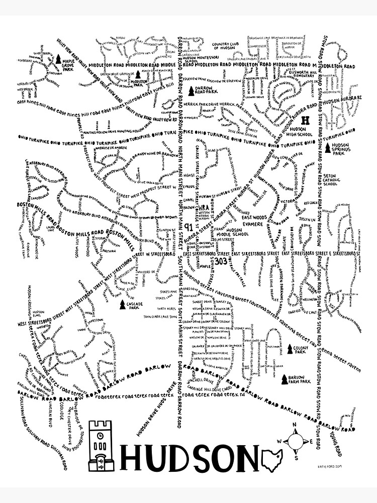 "Hudson Ohio Map" Sticker for Sale by fiberandgloss Redbubble