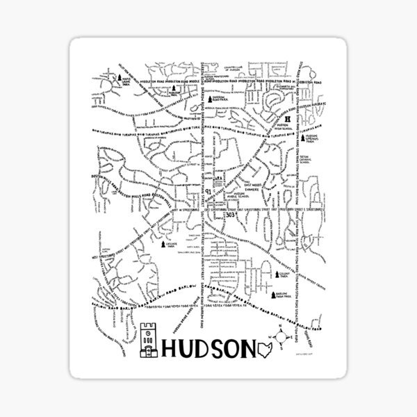 "Hudson Ohio Map" Sticker for Sale by fiberandgloss Redbubble