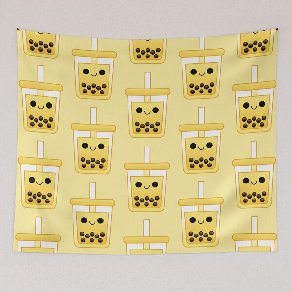 Item preview, kawaii yellow boba tea designed and sold by kittybox.