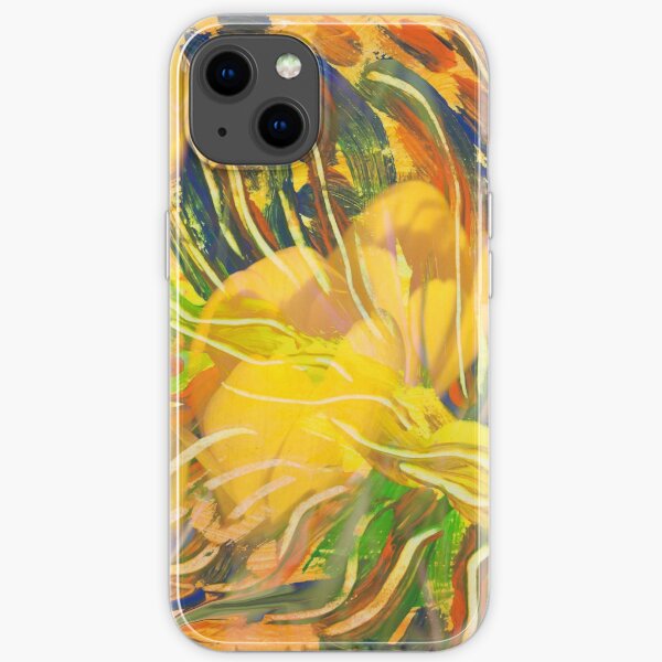 deep yellow flowers abstraction iPhone Soft Case