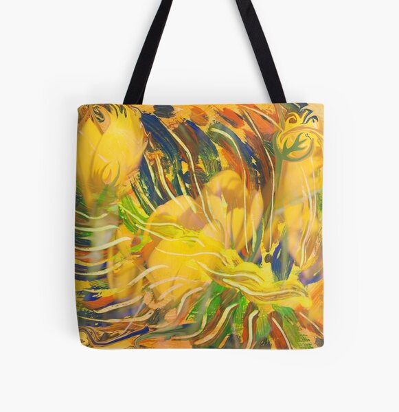 deep yellow flowers abstraction All Over Print Tote Bag