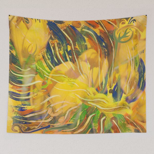 Item preview, deep yellow flowers abstraction designed and sold by BBS ART.