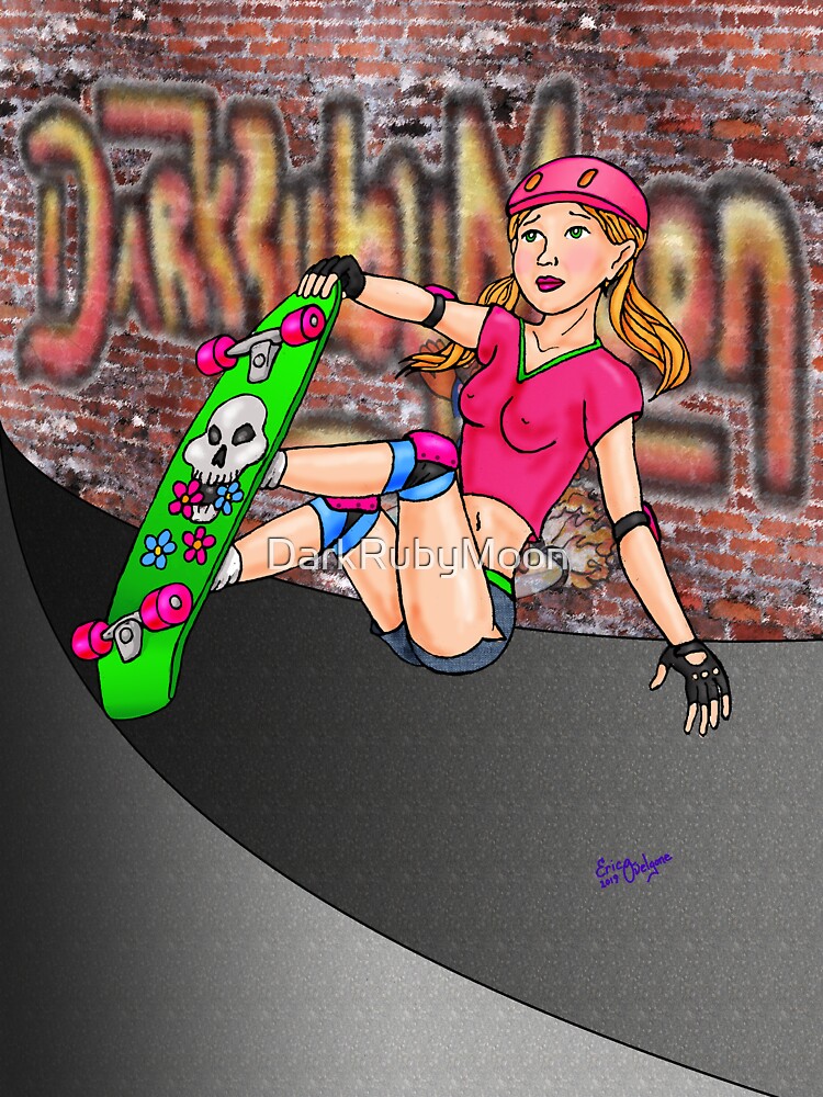Skateboard girl Version2 by DarkRubyMoon