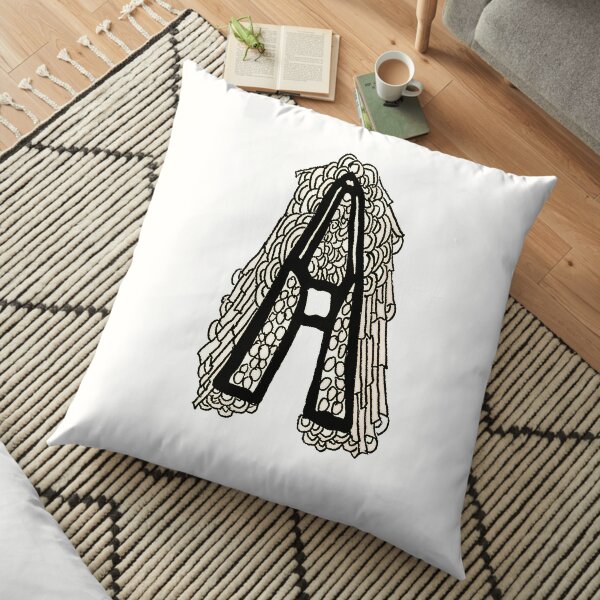 Upper case black and white alphabet Letter A Floor Pillow