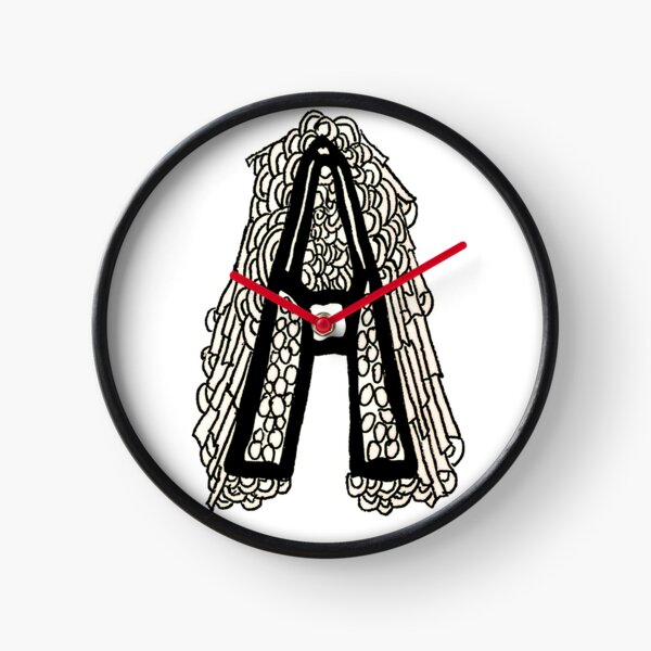 Upper case black and white alphabet Letter A Clock