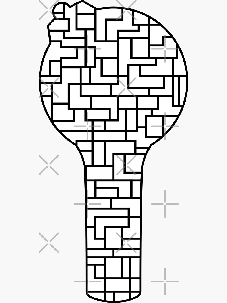 Thumbnail 3 von 3, Sticker, Geometrische BTS-Armee-Bombe - abstraktes Mosaik Lightstick - Schwarzes auf Weiß designt und verkauft von bosscheoreom.