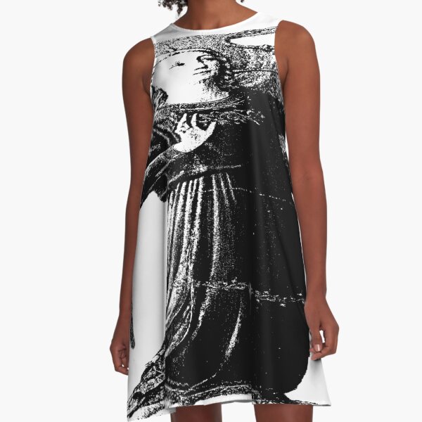 Angel with horn b&w A-Line Dress