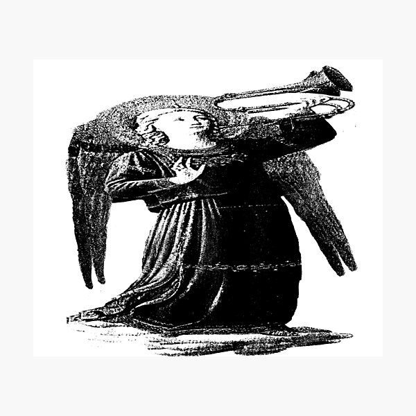 Angel with horn b&w Photographic Print