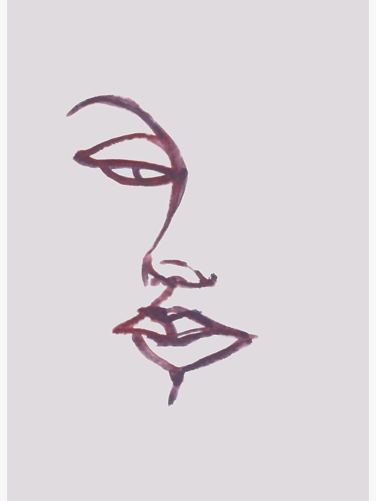 Half Face Lineart One Line Dark Red Art Board Print By Galaa Redbubble