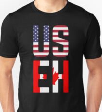 USEH America Canada Flag Funny American Canadian Slim Fit T-Shirt