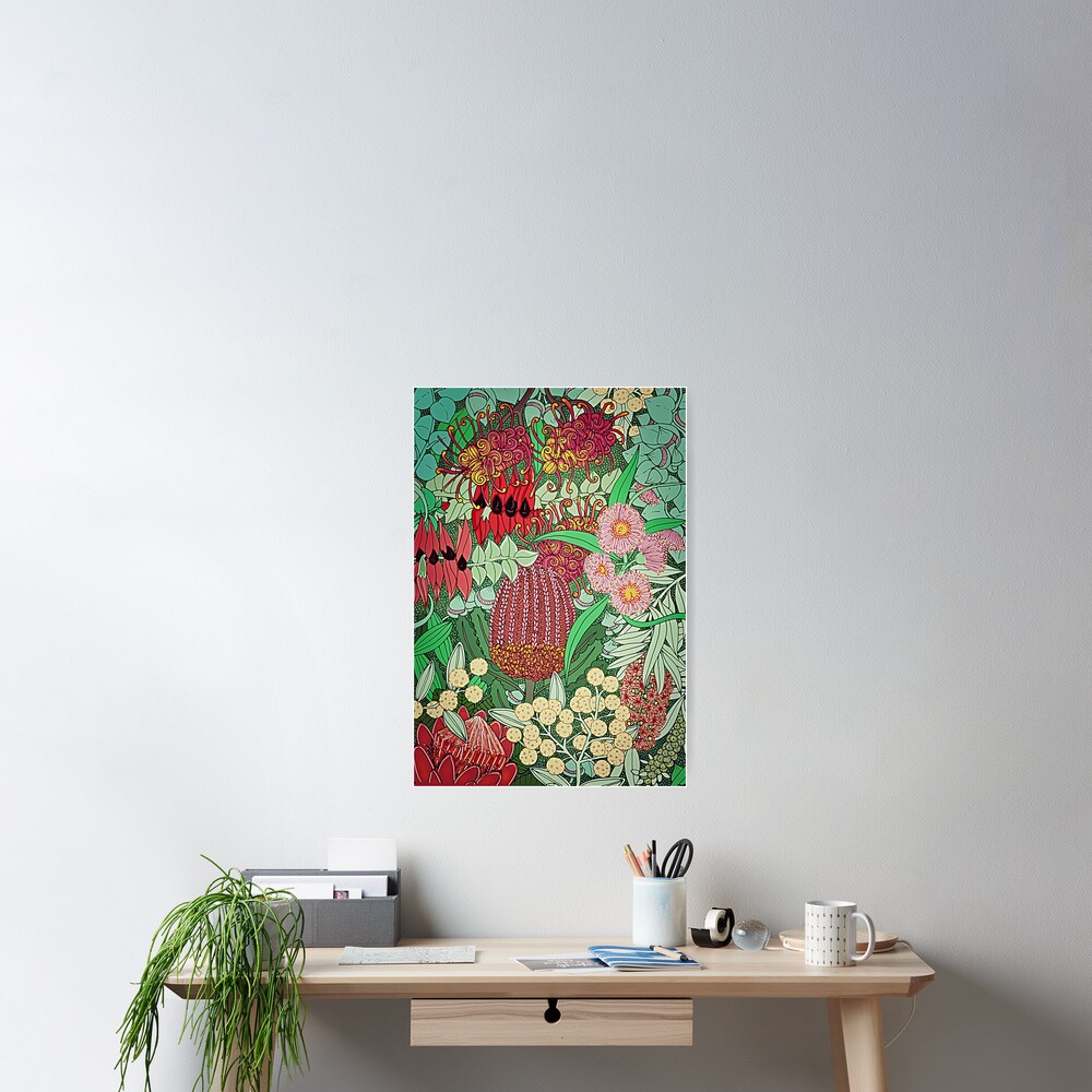 Australian Natives Botanical Pattern Poster