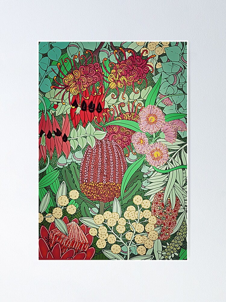 Alternate view of Australian Natives Botanical Pattern Poster