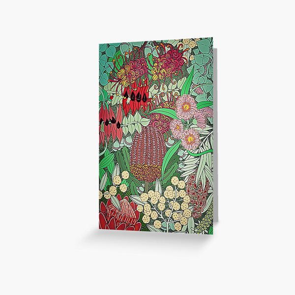 Australian Natives Botanical Pattern Greeting Card