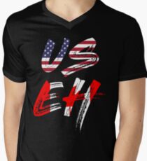 Camiseta de cuello en V Bandera de USEH America Canada Funny American Canadian