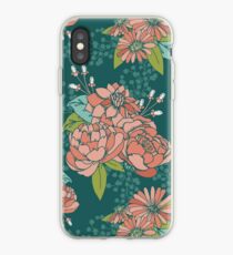 Moody Florals - Teal iPhone Case