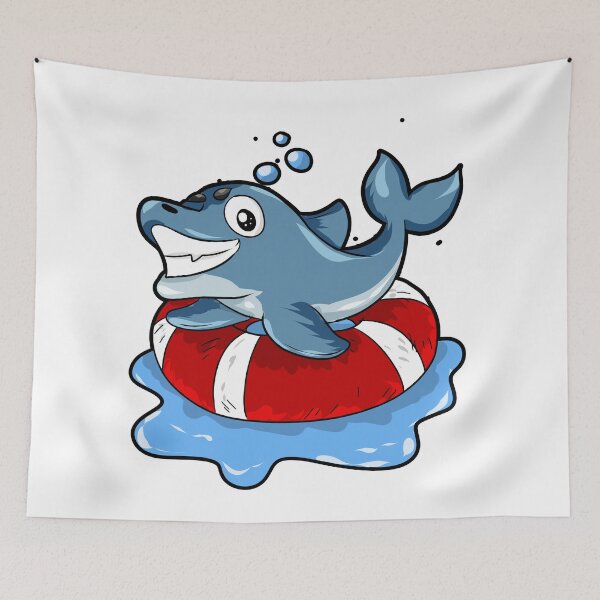 Item preview, Swimming Dolphin Lifebelt Cartoon Swimmer Children designed and sold by Moonpie90.