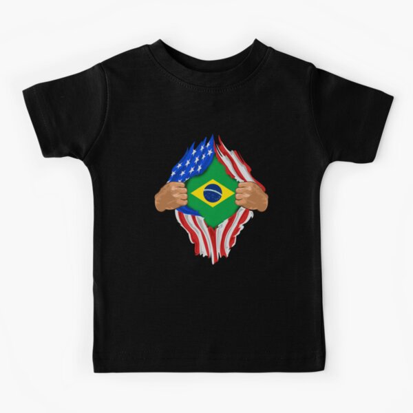 : lepni.me Kids Brazil Football T-Shirt Your Name and Number, Brazilian Flag Badge Personalised Jersey Custom