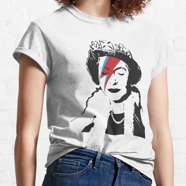 Queen Elizabeth As Ziggy, Banksy, Streetart Street Art, Stardust Grafitti, Artwork, Design For Men, Women, Kids Classic T-Shirt