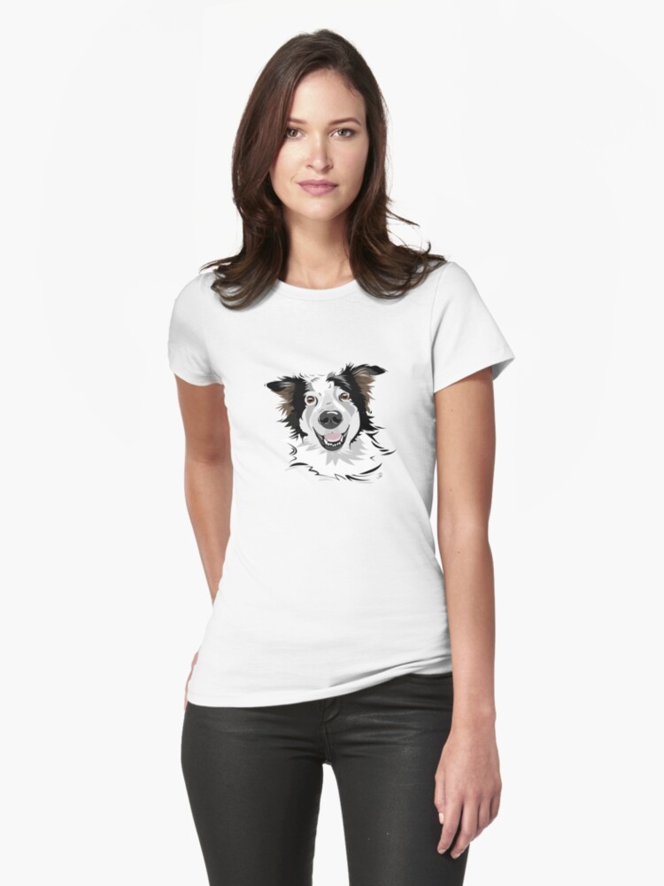 Thumbnail 1 von 3, Tailliertes T-Shirt, Willi - Fröhlicher Straßenhundmix designt und verkauft von Bettina Kröger.