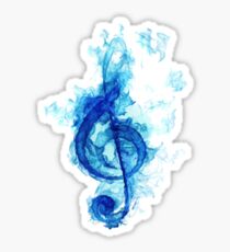 blue flaming note Sticker