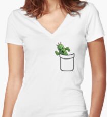 pocket cactuar final fantasy Women's Fitted V-Neck T-Shirt