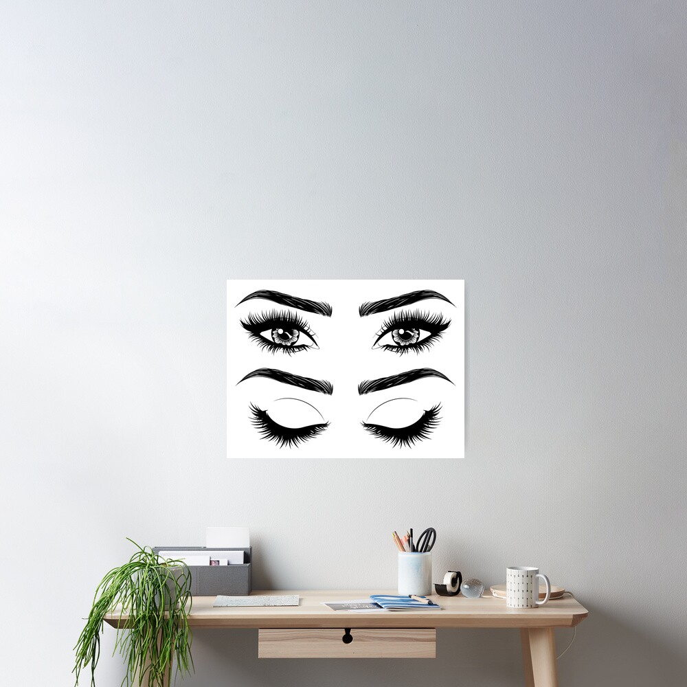 2 Pieces Eyes Wall Decal Big Eyes Wall Stickers Fashion Eyelash Wall  Sticker Women Beautiful Eyes Wall Decals Decor for Living Room Bedroom  (Classic