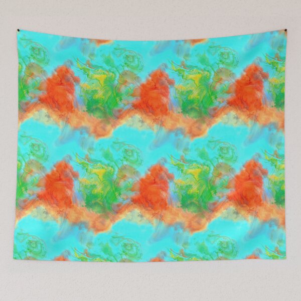 Item preview, Turquoise and orange marble abstraction designed and sold by Kolinnaprint.