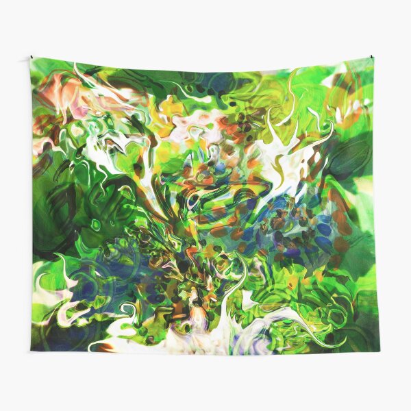 dominant green fluid abstract elements Tapestry