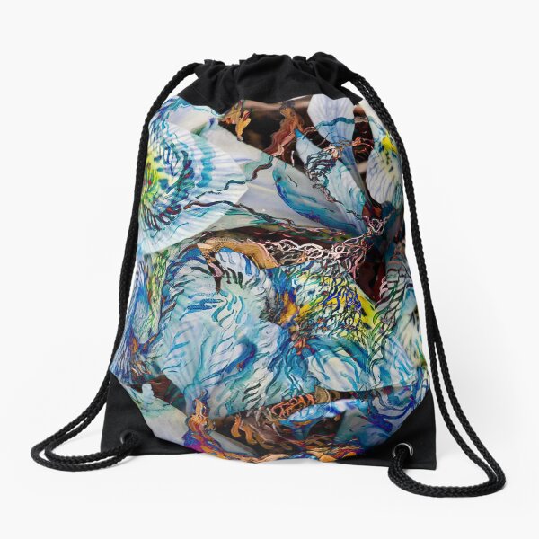 light blue shapes movement abstract art Drawstring Bag
