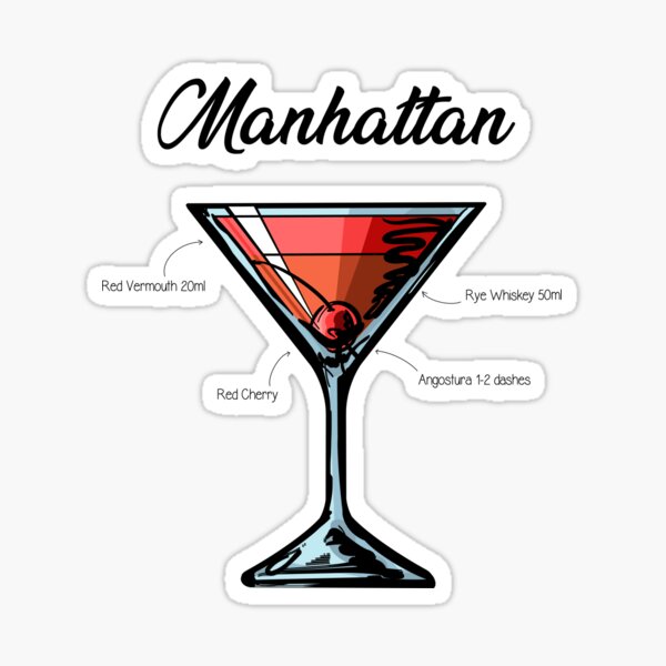 Item preview, Manhattan Cocktail Recipe designed and sold by HuckleberryArts.