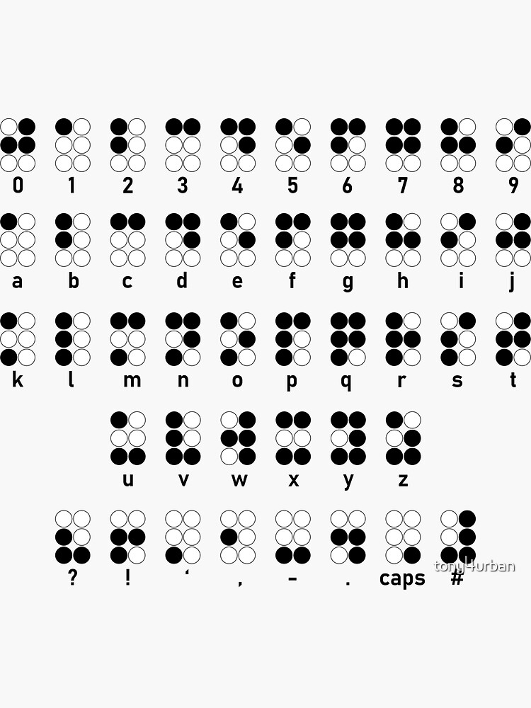 Braille alphabet symbol Sticker for Sale by tony4urban